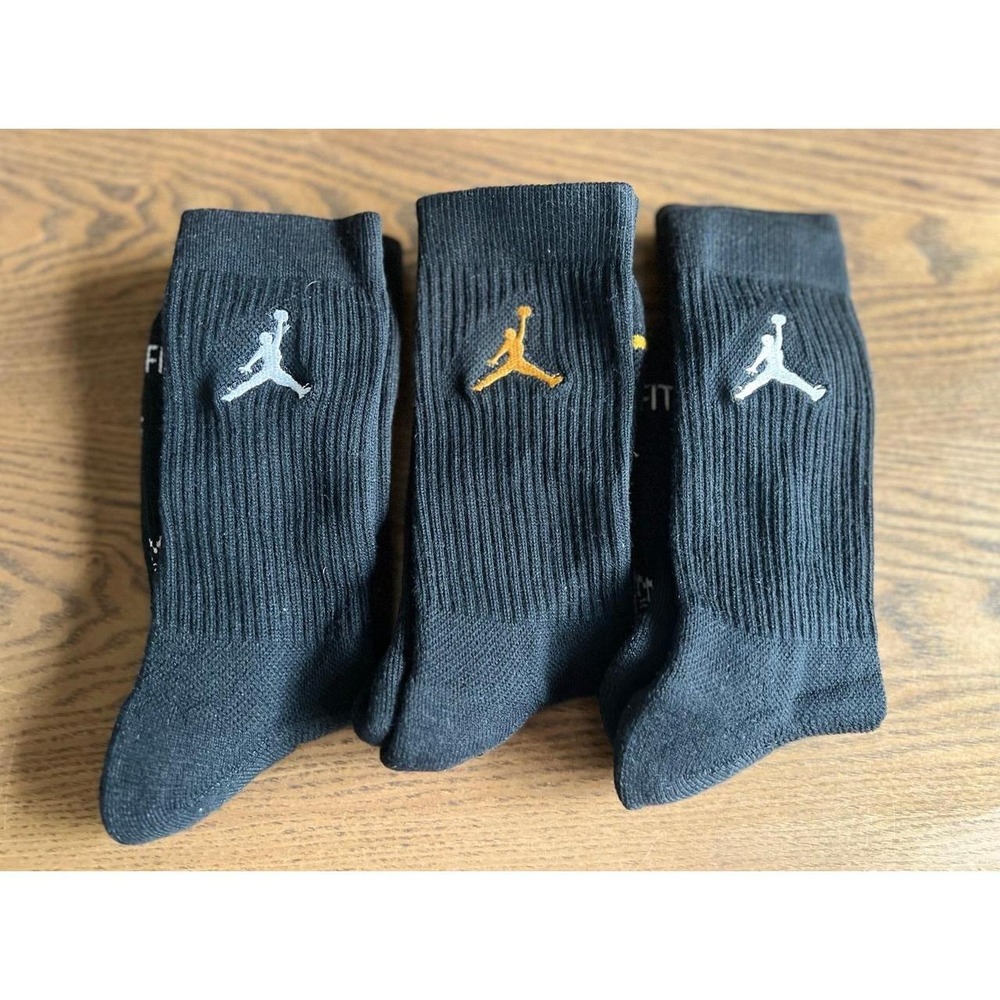Jordan Jumpman Athletic Crew Socks Black Large 3 Pairs NWOT